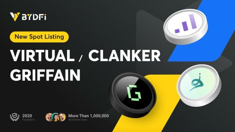 New in Web3 and AI: BYDFi Launches VIRTUAL, CLANKER, and GRIFFAIN