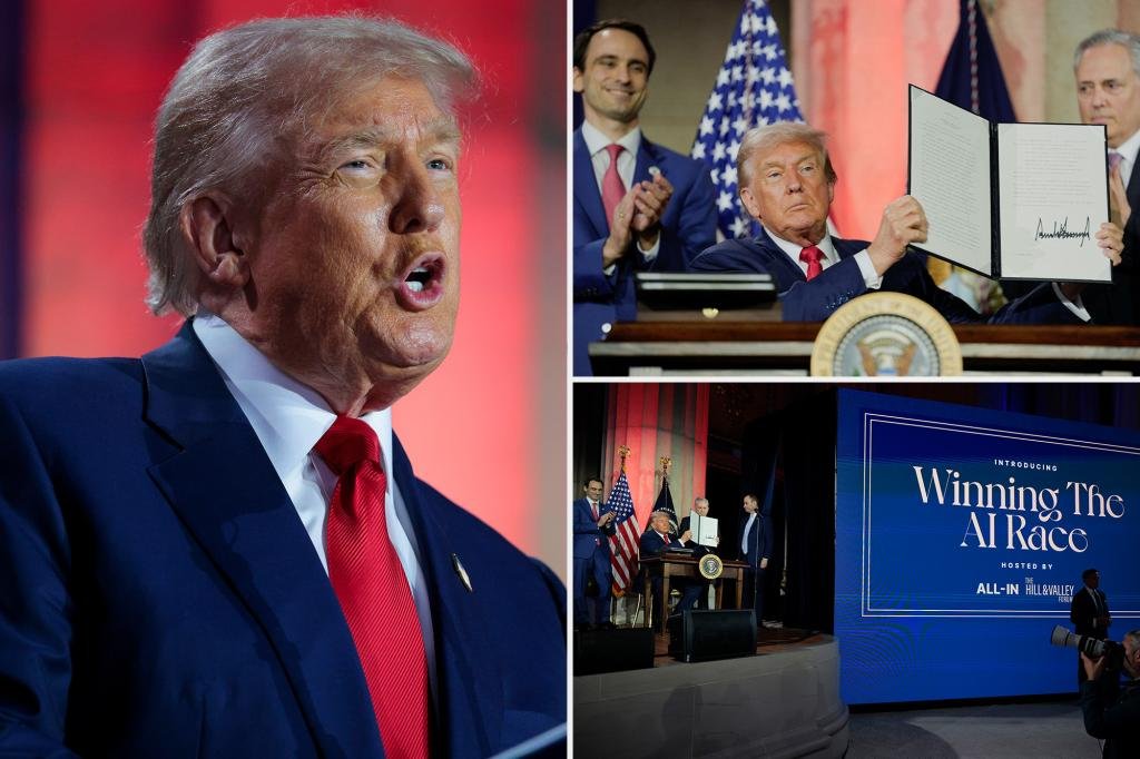 Trump targets ‘woke AI’ in series of executive orders on artificial intelligence  Trump targets ‘woke AI’ in series of executive orders on artificial intelligence