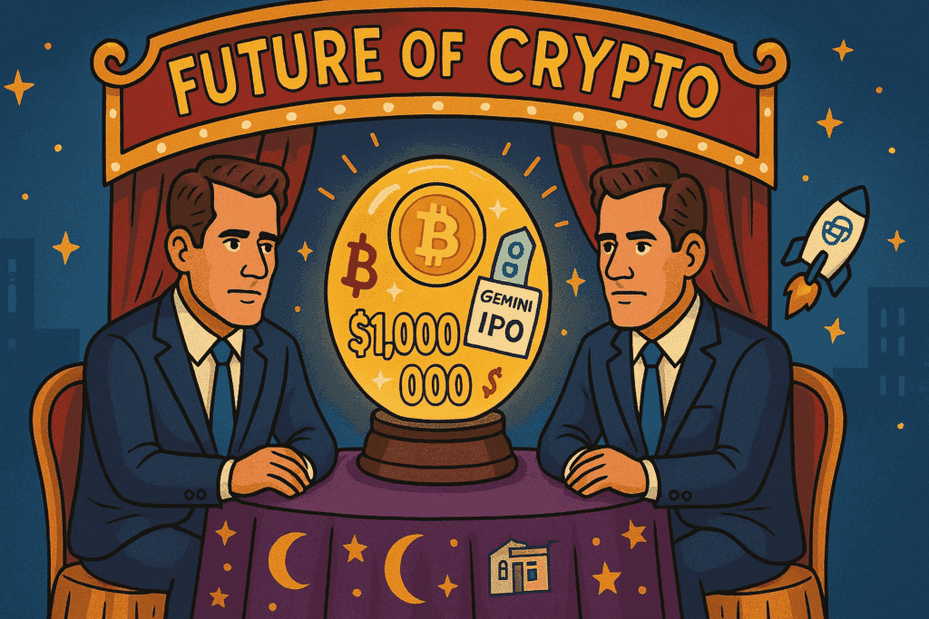 Winklevoss Twins Predict  Million Bitcoin as Gemini Goes Public Winklevoss Twins Predict  Million Bitcoin as Gemini Goes Public