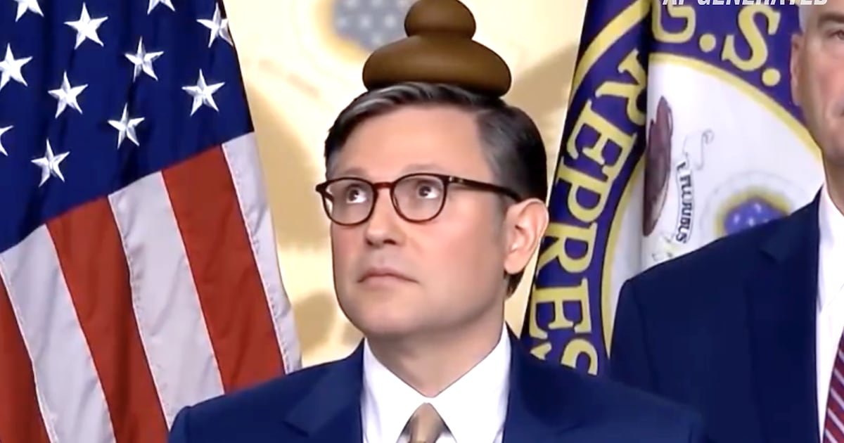 Everyone Laughs at Poop-Smeared Mike Johnson in AI Vengeance Video