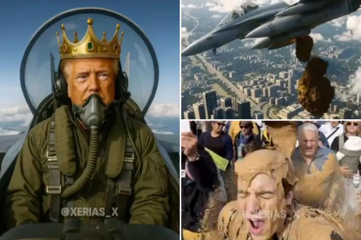 Trump posts wild AI video showing him flying fighter jet, dropping sewage on No Kings protesters Trump posts wild AI video showing him flying fighter jet, dropping sewage on No Kings protesters