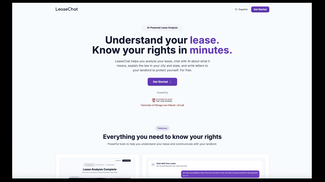 University of Chicago Law School AI Lab Launches LeaseChat, a Free Tool to Help Renters Understand Their Leases and Legal Rights